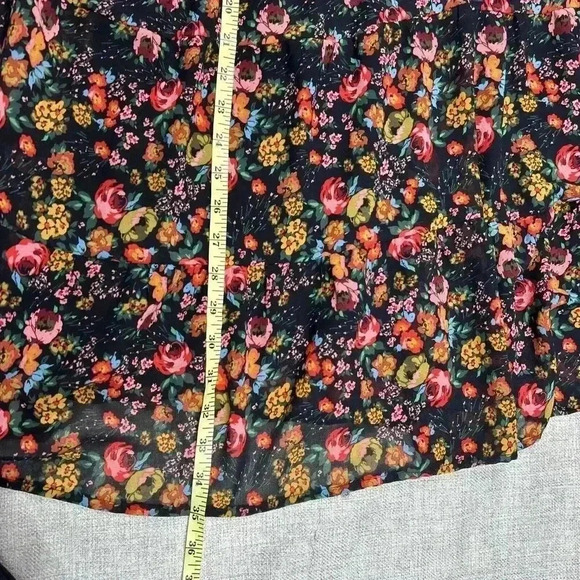 Vici Dress Medium Short Tiered Floral Print Sheer Long Sleeve - Picture 3 of 8